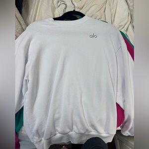 ALO Yoga White Crew Neck Sweater